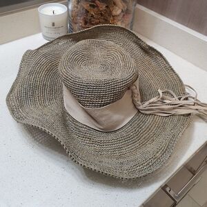 Elegant Beige Woven Sun Hat